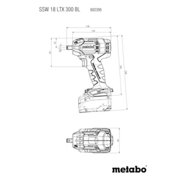Aku udarni zavrtač 2x4Ah SSW 18 LTX 300 BL 18V Metabo - Slika 6