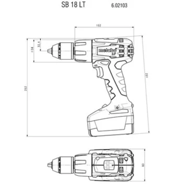 Aku udarna bušilica 60Nm 2x2Ah SB 18 LT Compact Metabo - Slika 3