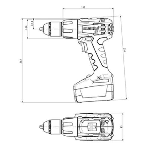 Aku udarna bušilica-odvrtač 18V 60Nm SB 18 LT Solo Metabo - Slika 3