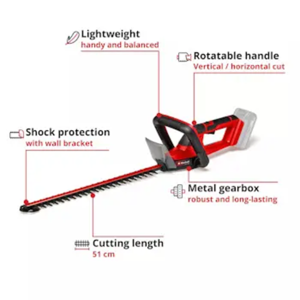 Akumulatorske makaze za žbunje GC-CH 18/50 Li-Solo Einhell - Slika 3
