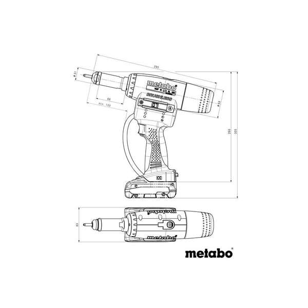Aku pištolj za navojne nitne NMP 18 LTX BL M10 2x4,0Ah LiHD Metabo - Slika 2