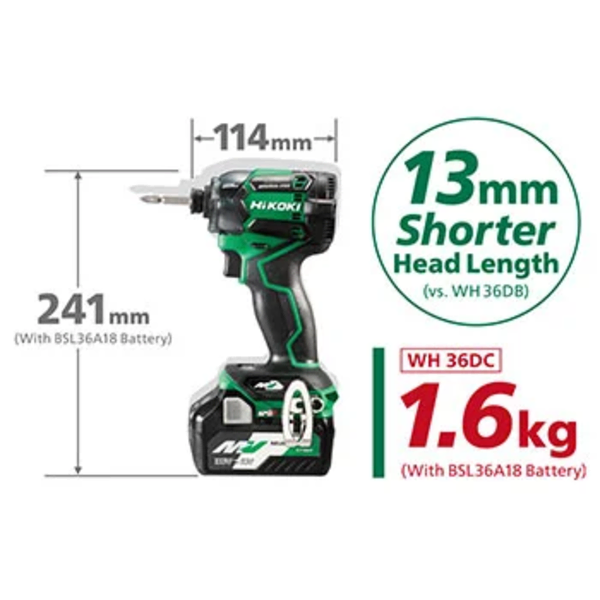 Akumulatorski udarni zavrtač 36V 215Nm 1/4" WH36DC Hikoki - Slika 7