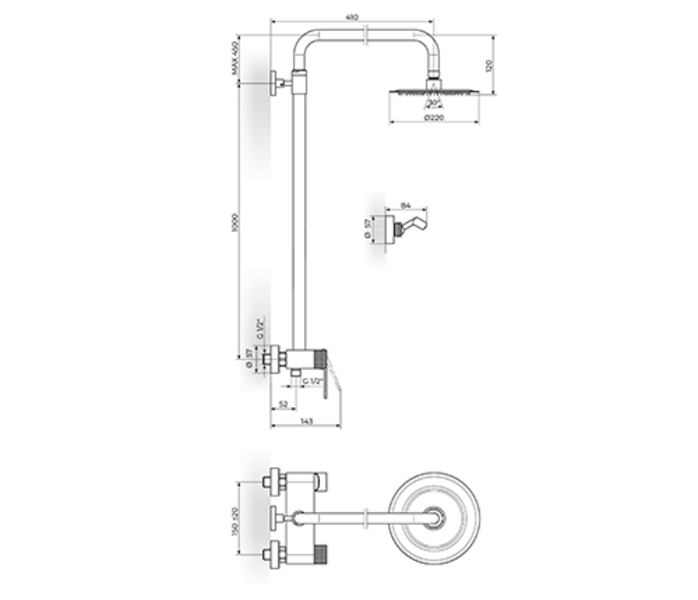 Baterija za tuš kadu sa usponskim tušem 250mm 237251G - Slika 2