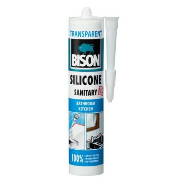 Bison silicone sanitary transparent 280ml- Sanitarni silikonski zaptivač providan - Slika 1