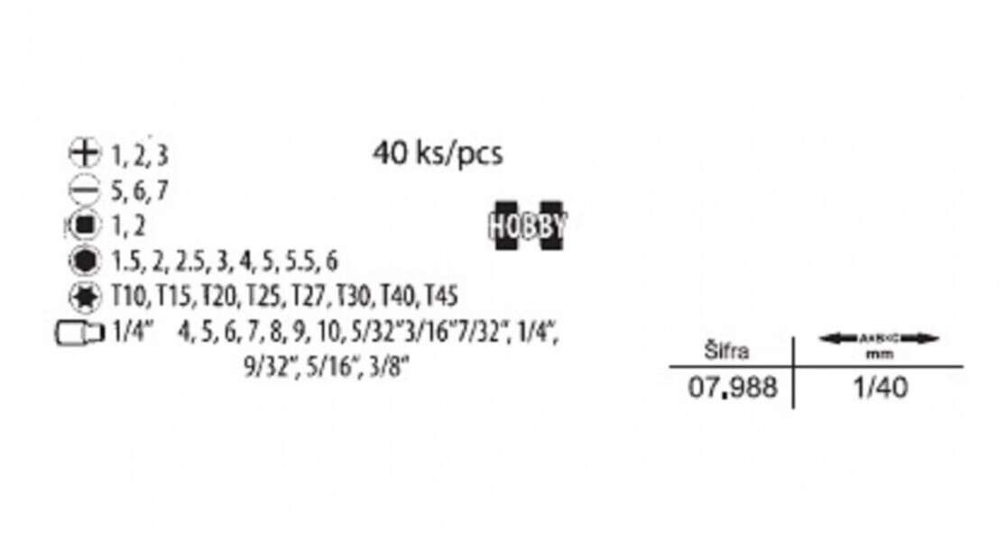Bitovi i gedore set 40kom. Levior - Slika 2