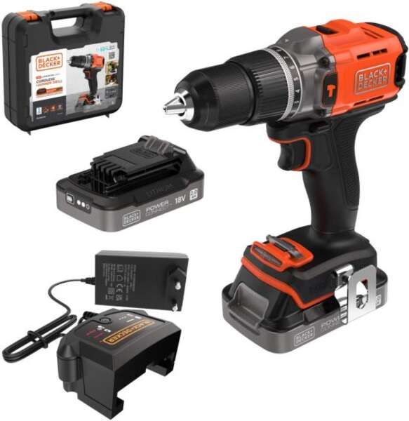 Akumulatorska udarna bušilica BCD383D2XK-QW Black&Decker - Slika 1