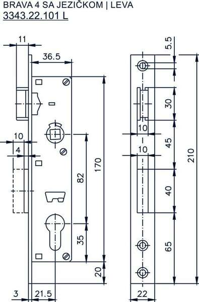 Brava za metalna vrata 40mm jezik – leva - Slika 2