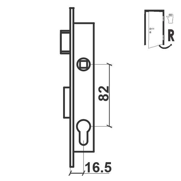 Brava za metalna vrata B2033 C SILVER 16.5/82/25/9 DESNA DBP1 - Slika 2