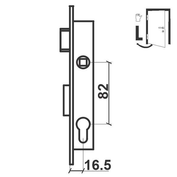 Brava za metalna vrata B2033 C SILVER 16.5/82/25/9 LEVA DBP1 - Slika 2