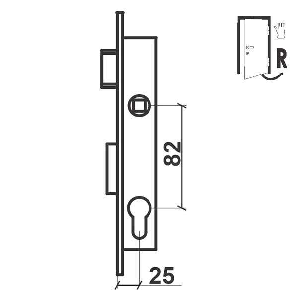 Brava za metalna vrata B2033 C SILVER 25/82/25/9 DESNA DBP1 - Slika 2
