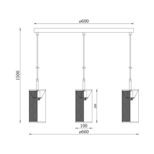 Dekorativna visilica crna 3H-3xE14 - Slika 3