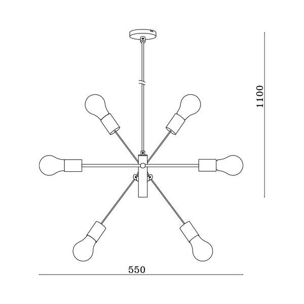 Dekorativna visilica crna 6H-6xE27 - Slika 4