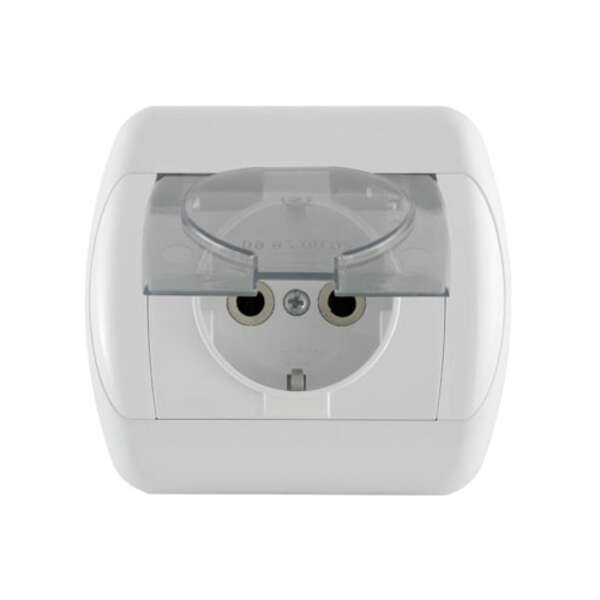 Dvopolna priključnica 16A/250V, 2P+E, sa transparentnim poklopcem, keramika Royal - Slika 1