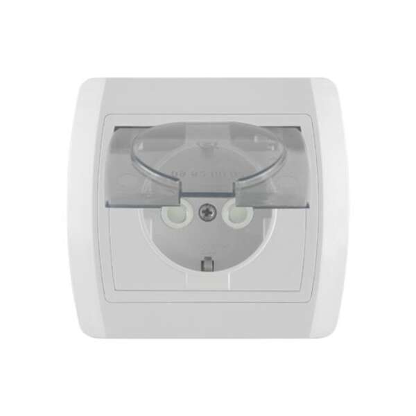 Dvopolna priključnica 16A/250V, 2P+E, sa transparentnim poklopcem i zaštitom od dodira, plastika  Status - Slika 1