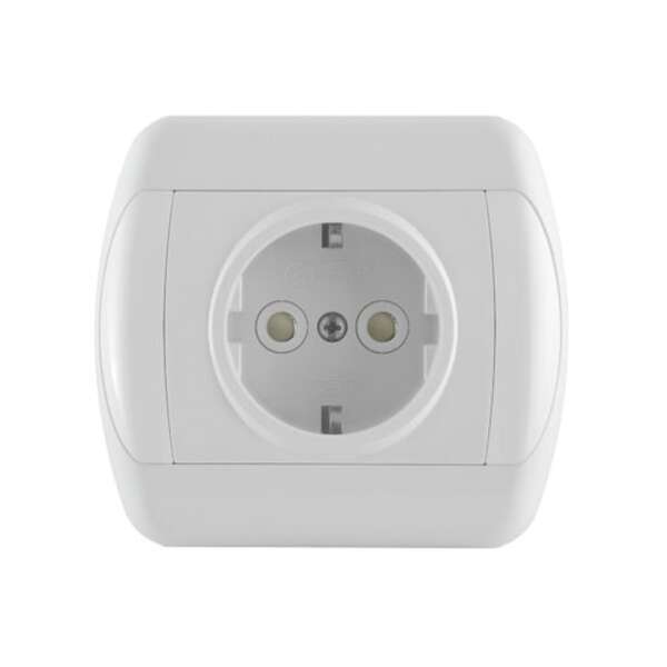 Dvopolna priključnica 16A/250V, 2P+E, zaštita od dodira, plastika Royal - Slika 1