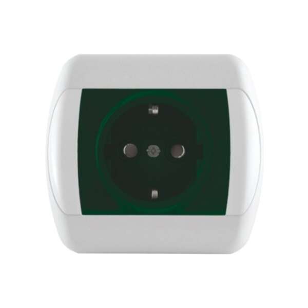 Dvopolna priključnica 16A/250V, 2P+E, zaštita od dodira, zelena, plastika Royal - Slika 1