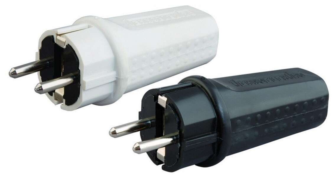 Dvopolni utikač masivni beli Tehnoelektro - Slika 1