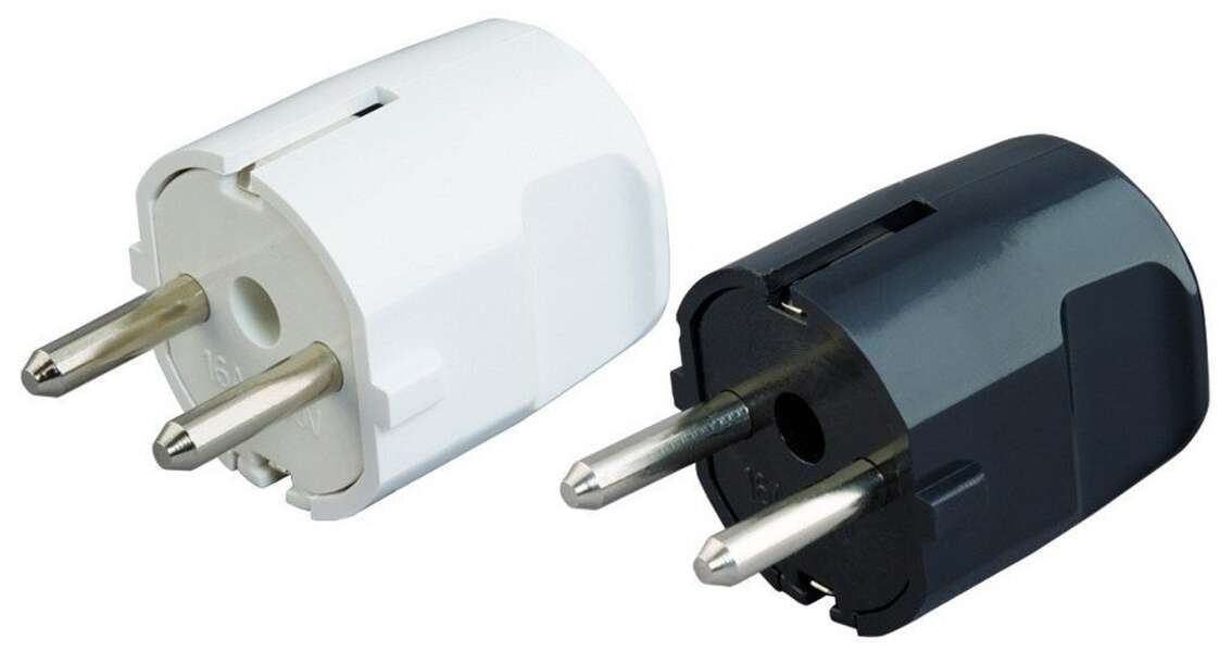 Dvopolni utikač ugaoni "L" crni Tehnoelektro - Slika 1