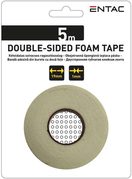 Dvostrano lepljiva penasta traka 1x19mm 5m bela Entac - Slika 2