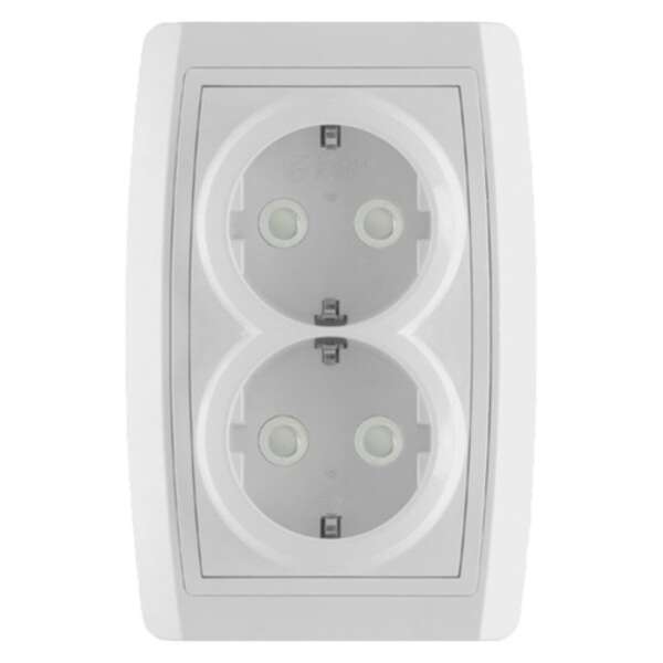 Dvostruka priljučnica 16A/250V, 2P+E, zaštita od dodira, plastika Status - Slika 1