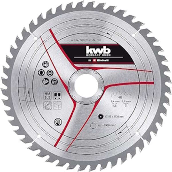 TCT rezni list 216x30x2.8mm T48 Einhell by KWB - Slika 1