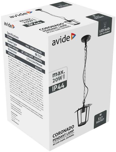 Fenjer visilica Coronado 1xE27 IP44 Crna - Slika 3