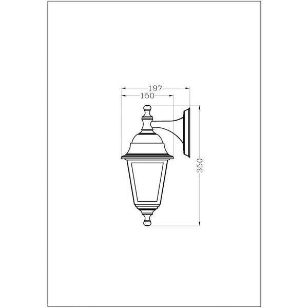 Fenjer zidna lampa Blake-D 1xE27 Crna IP44 150x350mm - Slika 3