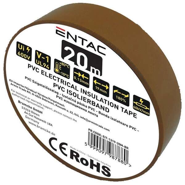 Izolir traka 20m 0.13x19mm braon Entac - Slika 1