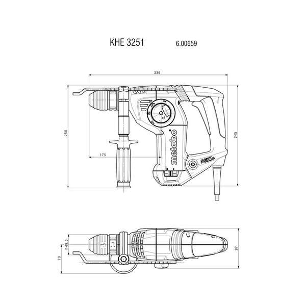 Elektropneumatski čekić SDS Plus 800W 3.1J KHE 3251 Metabo - Slika 6
