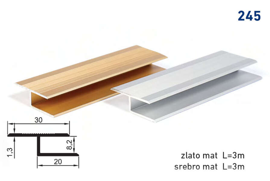 Lajsna prelazna T-profil 245 - zlatna - Slika 1