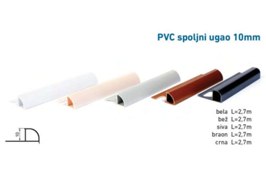 Lajsna za keramiku spoljni ugao 10mm - siva - Slika 1