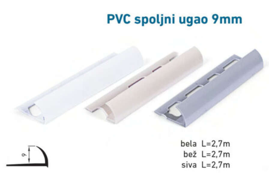 Lajsna za keramiku spoljni ugao 9mm - siva - Slika 1