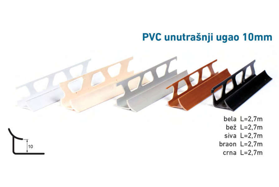 Lajsna za keramiku unutrašnji ugao 10mm - crna - Slika 1