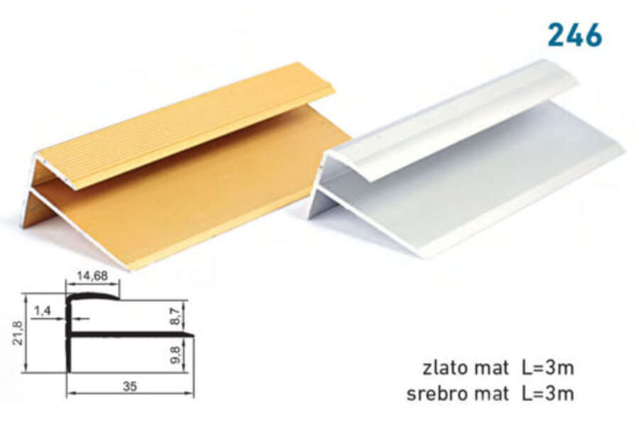 Lajsna za stepeništa i keramiku 246 - srebrna - Slika 1
