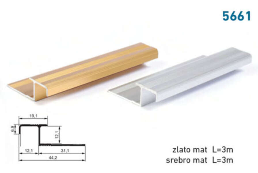 Lajsna za stepeništa i keramiku 5661 - srebrna - Slika 1