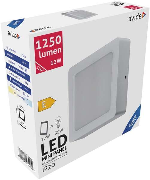 LED panel kvadratni nadgradni 12W 1250lm alu 6400K - Slika 5