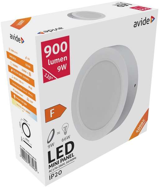 LED panel okrugli nadgradni 9W plastični 4000K - Slika 4