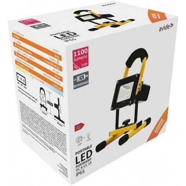 LED reflektor SMD punjiva 4000K crna-zuta 20W - Slika 3