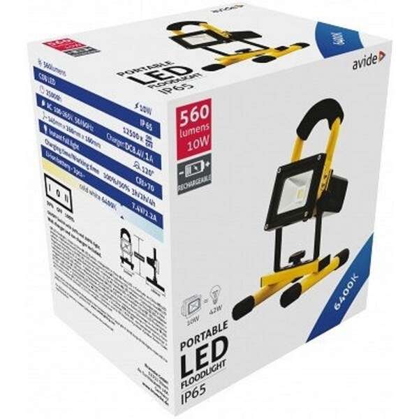 LED reflektor SMD punjiva 6400K CW crna-zuta 10W - Slika 3