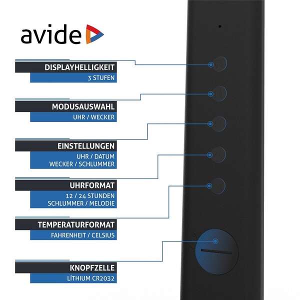 LED stona lampa Office Leather 6W 5000K crna Avide - Slika 2