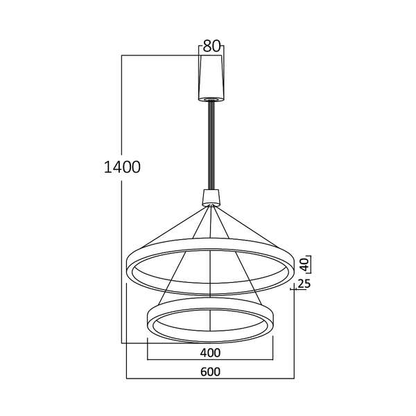 Led visilica, okrugla zlatna, 65W-3U1 - Slika 4