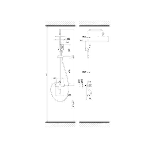 Slavina za kadu sa usponskim tušem SENA 002 LINNI - Slika 2