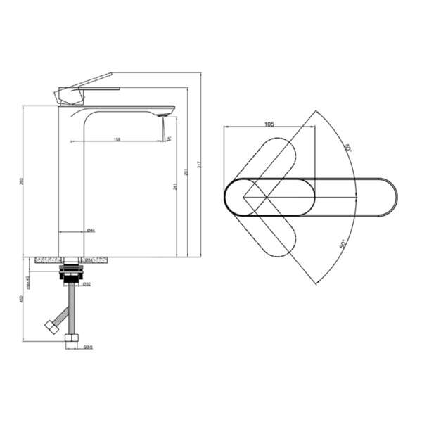 Visoka slavina za lavabo TEMZA black LINNI - Slika 4