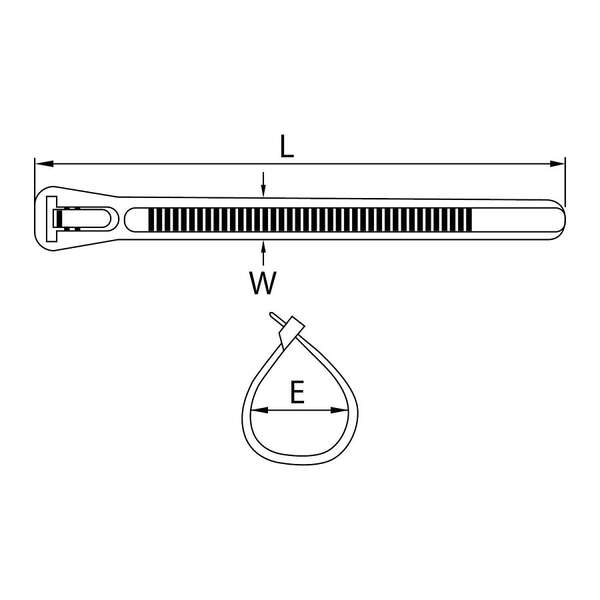Odveziva kablovska vezica 7.5x250mm 25kom. crna Commel - Slika 2