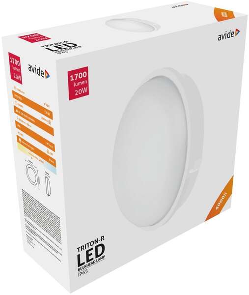 Okrugla lampa (Triton-R) IP65 20W NW 4000K bela - Slika 4