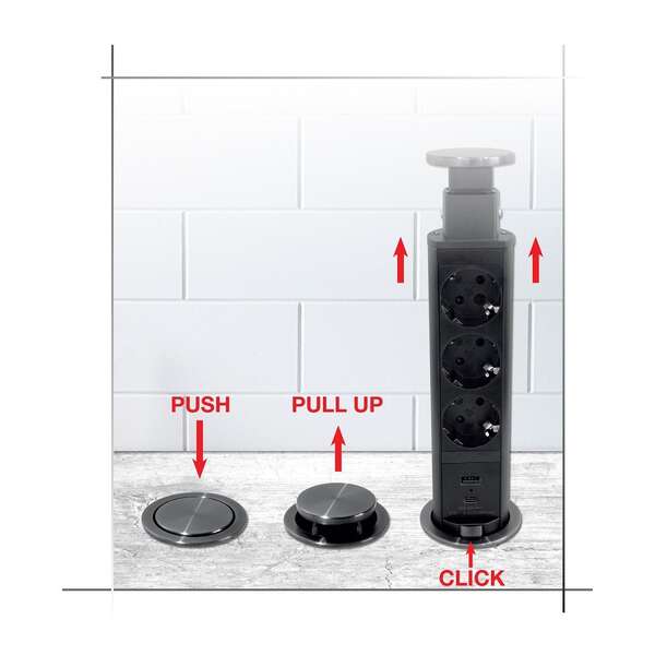 Pop up utičnica 3G 2m crna - Slika 3