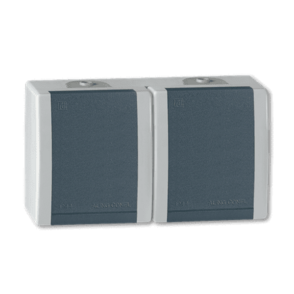 Priključnica dvopolna dvostruka horizontalna Power 16A/250V siva - Slika 1