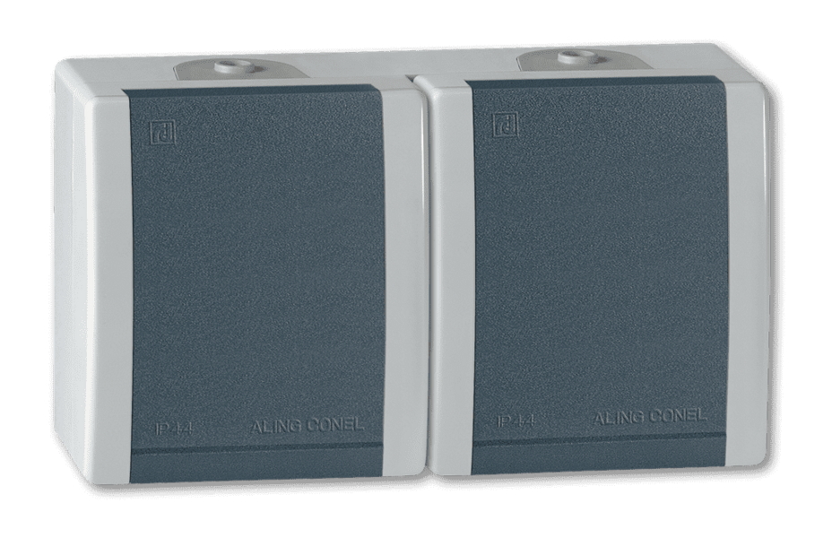 Priključnica dvopolna dvostruka premoštena Power 16A/250V siva - Slika 1