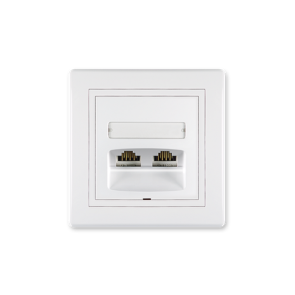 Priključnica komunikacijska dvostruka sa Keystone modulima RJ45 Cat6, UTP Prestige - Slika 1