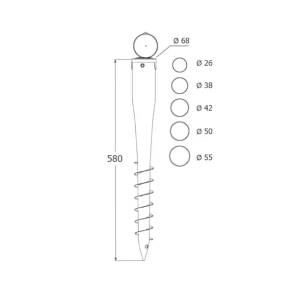PWO 68/550 Uvrtni nosač 68x550x1,8 - Slika 2